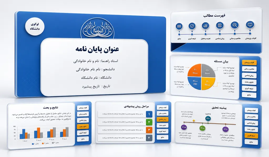 قالب آماده پاورپوینت پایان نامه رشته کامپیوتر تم آبی